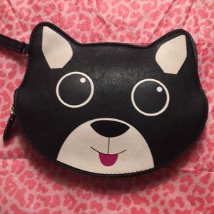 SALE! BETSEY JOHNSON DOG LINED W/LOGO COIN PURSE